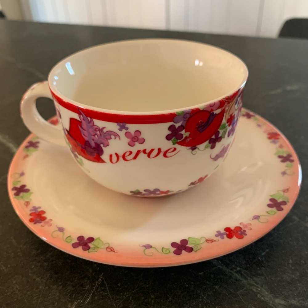 PAUL CARDEW | Set of 4 | Pink Chintz Red Hat Society Cups and Saucers